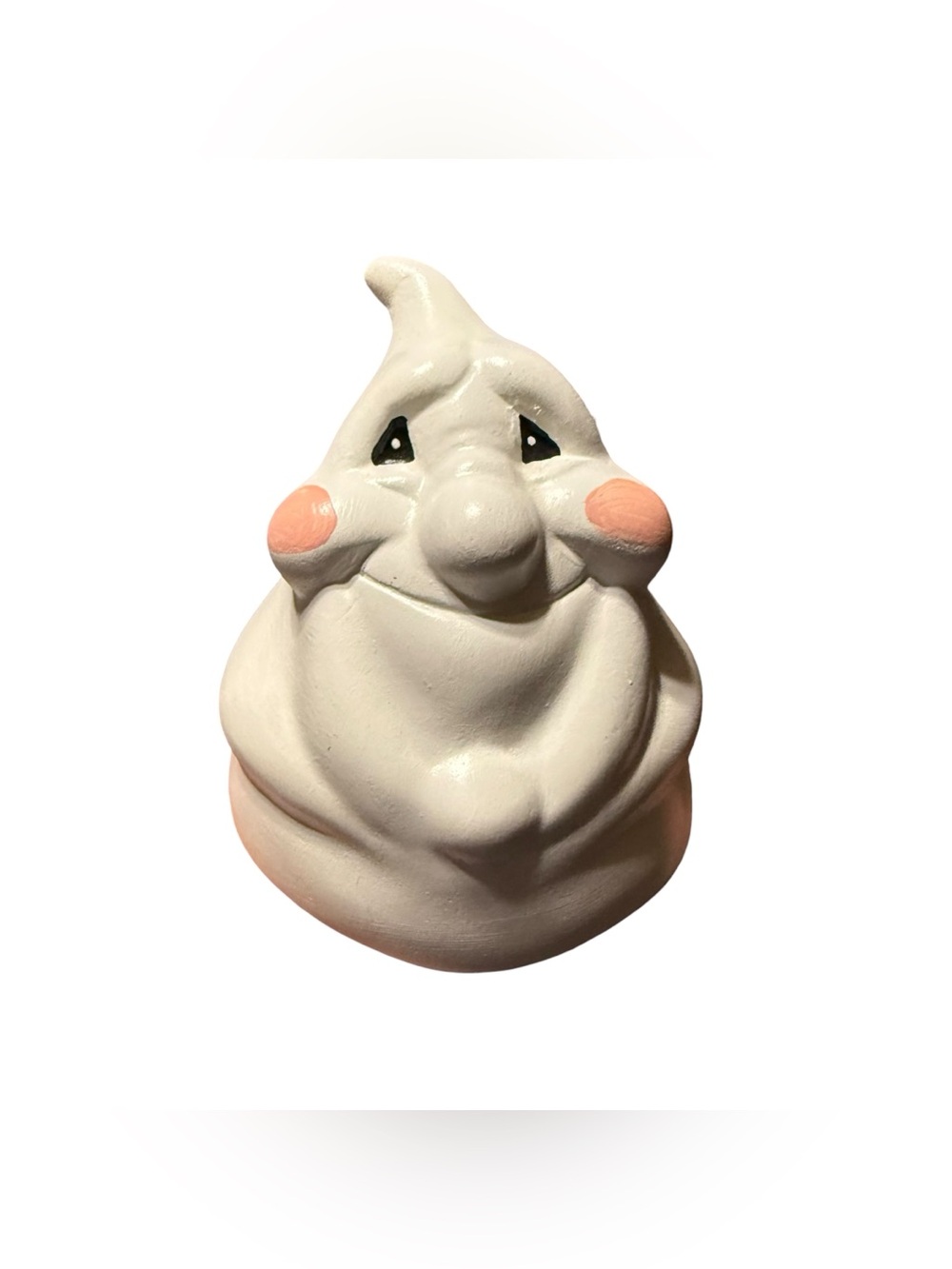 Vintage Anthropomorphic Plump Chubby Ghost Ceramic Figurine Halloween